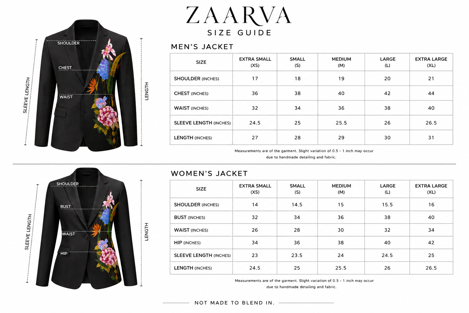 ZAARVA Noir Mens Floral Suit Jacket