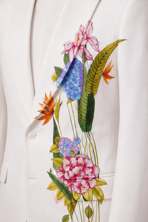 ZAARVA Noir Mens Floral Suit Jacket
