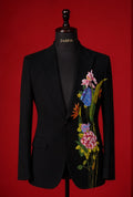 ZAARVA Noir Mens Floral Suit Jacket