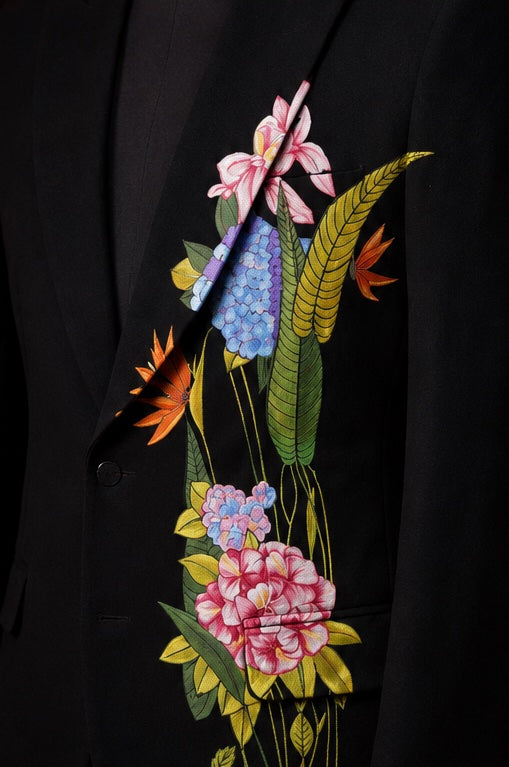 ZAARVA Noir Mens Floral Suit Jacket
