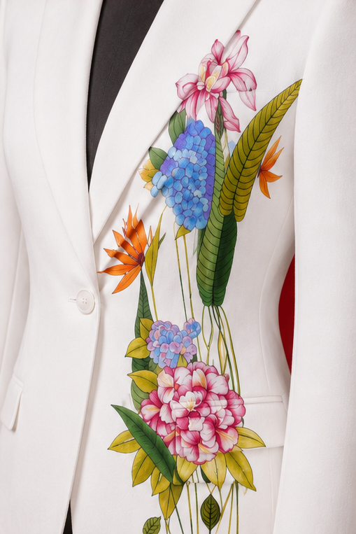 ZAARVA Noir Womens Floral Suit Jacket